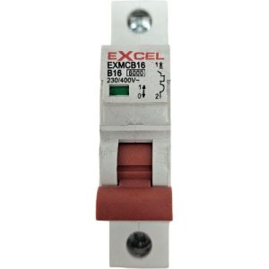 EXCEL 16A B TYPE 6KA RED TOGGLE MCB EXMCB16