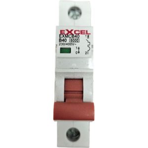 EXCEL 40A B TYPE 6KA RED TOGGLE MCB EXMCB40