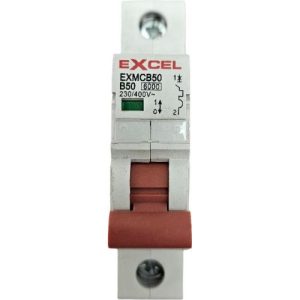 EXCEL 50A B TYPE 6KA RED TOGGLE MCB EXMCB50