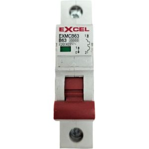 EXCEL 63A B TYPE 6KA RED TOGGLE MCB EXMCB63